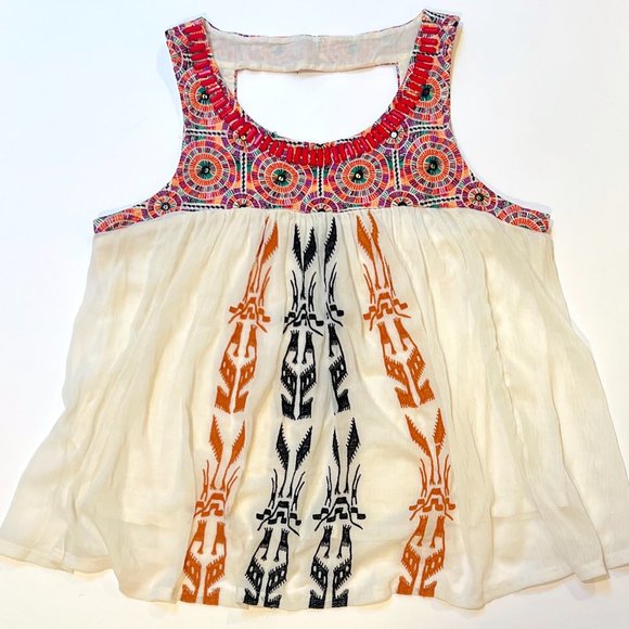 Anthropologie Akemi + Kin Siargao beaded embroidered layered sleeveless tank top - Picture 3 of 13
